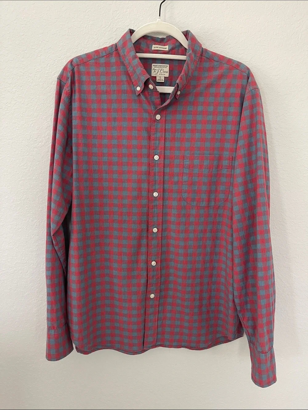 J.Crew Secret Wash Stretch Slim Untucked Buffalo Check Shirt L